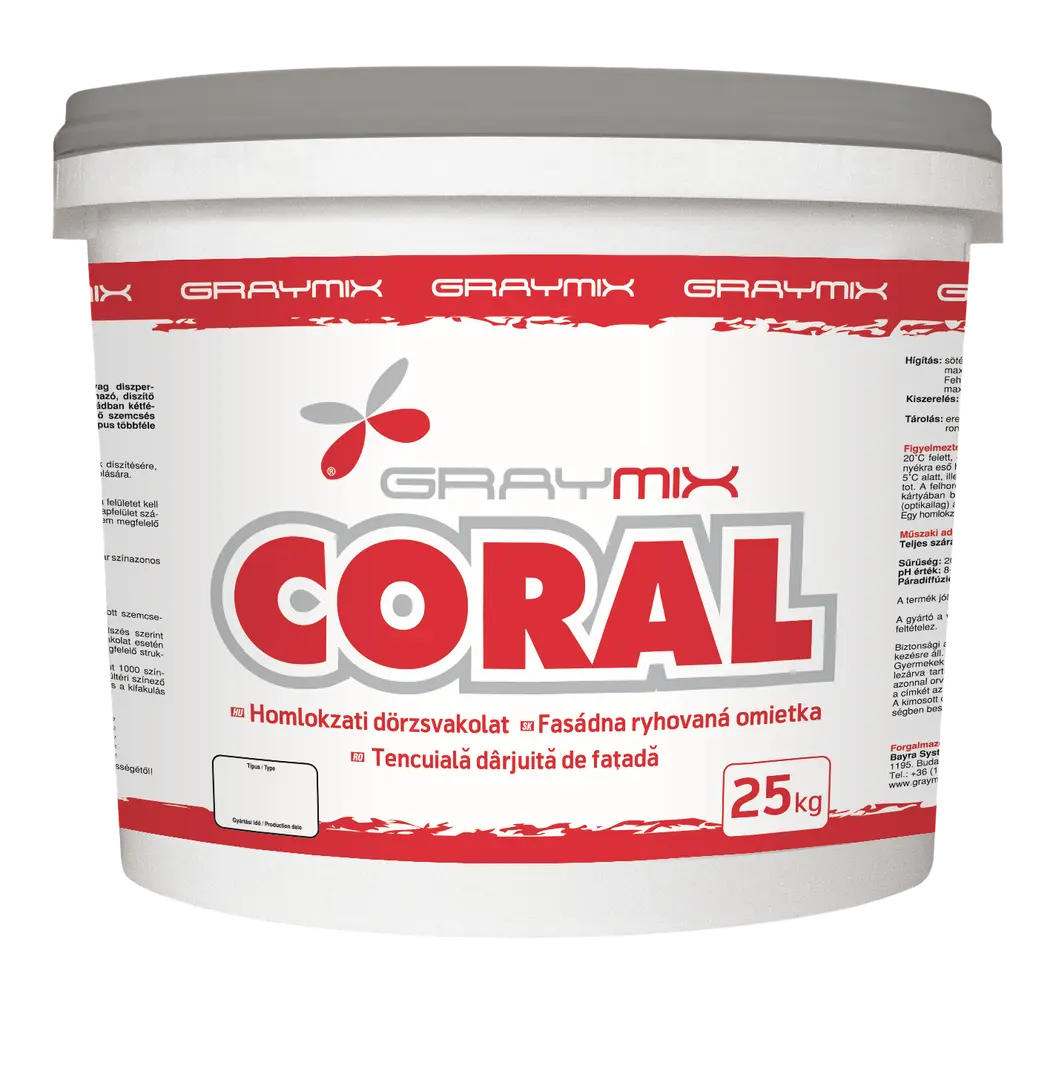CORAL gördülőszemcsés fedővakolat CORAL gördülőszemcsés fedővakolat